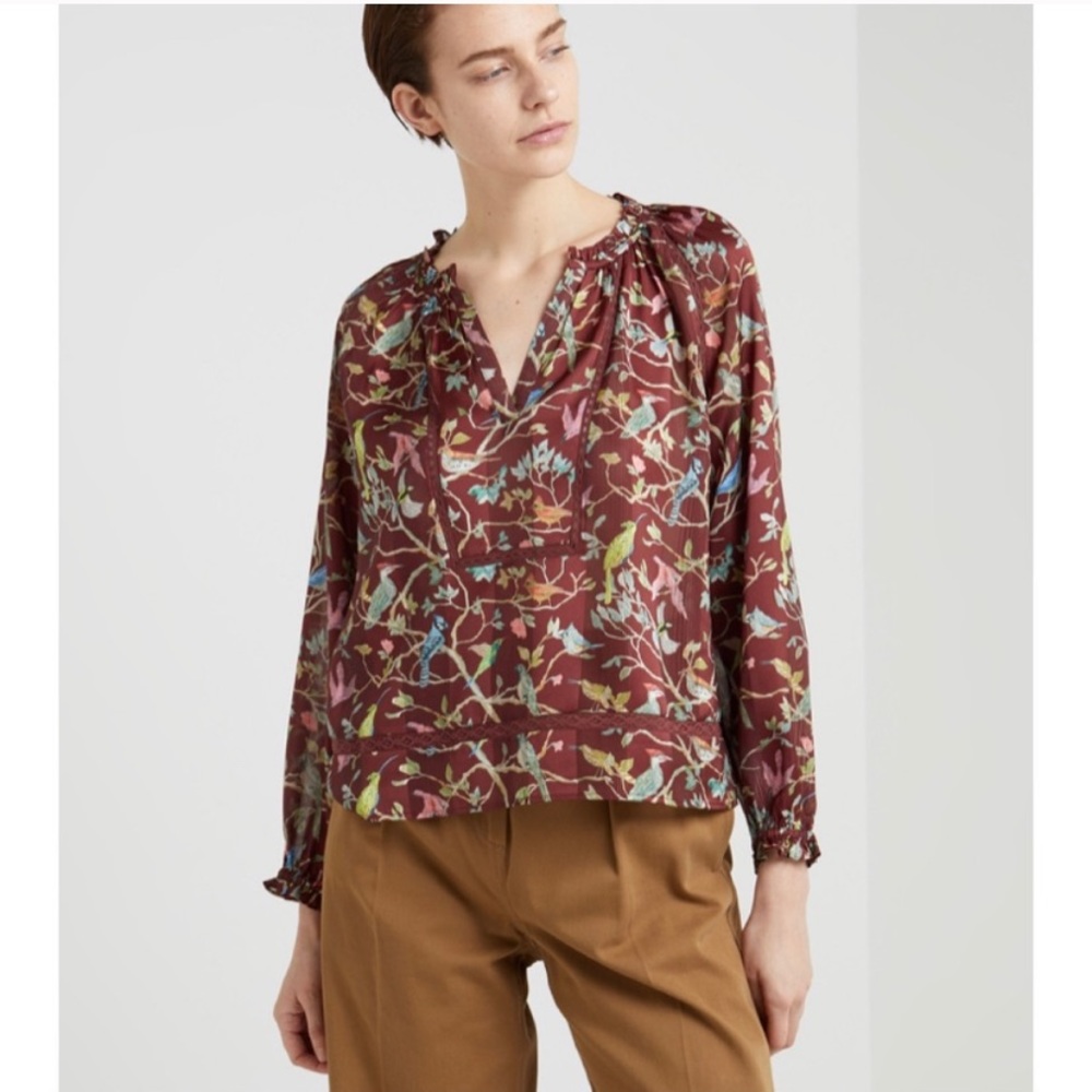 J Crew Point Sur Menagerie Bird Blouse